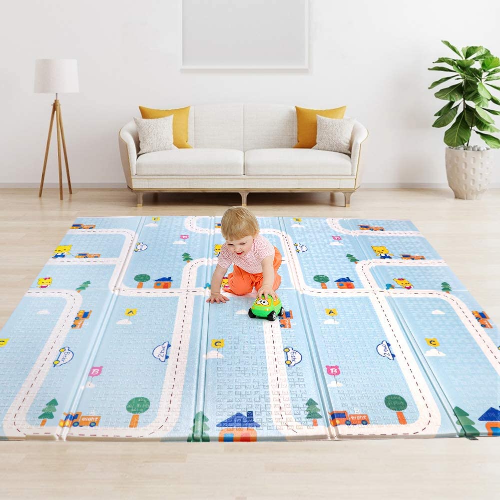 Tapis de jeu et tapis d'exercice réversibles pour bébé