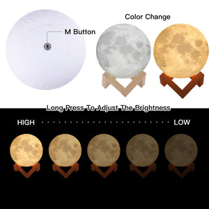 3D LED Moon Night Light, lampe de bureau de table au clair de lune magique